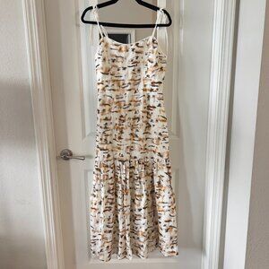 844 Christy Lynn Luisa Printed Linen Dress - Tiger Print Size Medium Color White